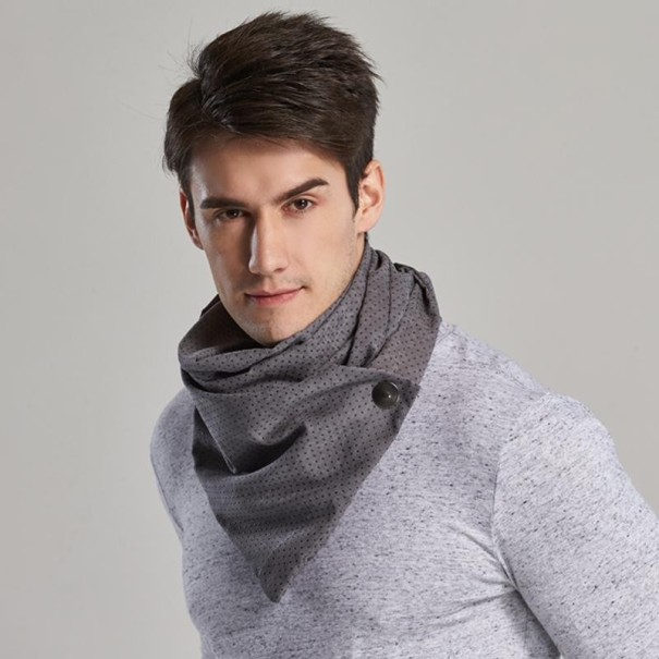 Herrscarf med knapp grå