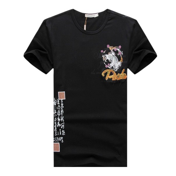 Herrset - T-shirt med fisktryck och shorts J1561