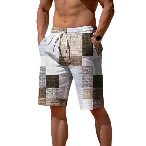 Herrshorts Badbyxor Med Snörning Rutiga Polyester Snabbtorkande Sommarbadbyxor För Strand, Pool Och Semester grå S