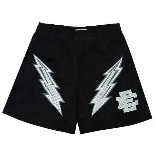 Herrshorts i mesh med lösvikt, sommarshorts med resår i midjan och blixtmönster vit L