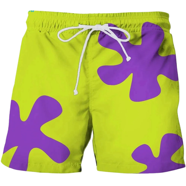 Herrshorts i polyester Enfärgad Blommönster Med snörning Sommarbadkläder för strand Pool Semester grön XXL