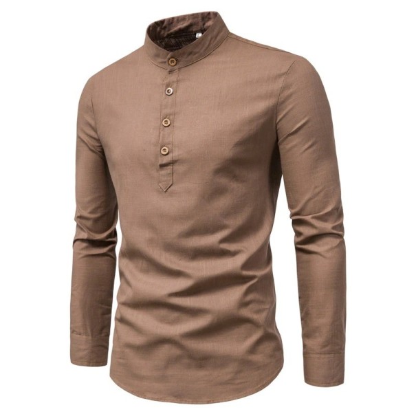 Herrskjorta F825 kaffebrun XS