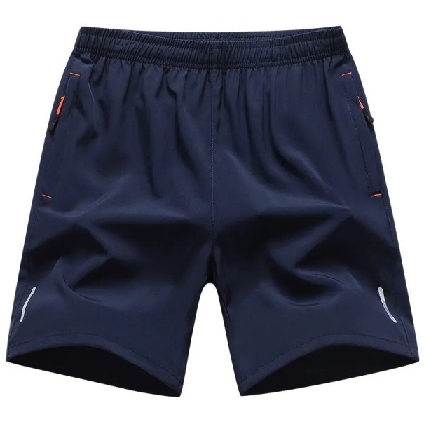 Herrsportshorts med elastisk midja Andningsbara träningsshorts med blixtlåsfickor Reflekterande element Bekväma löparshorts blå 3XL