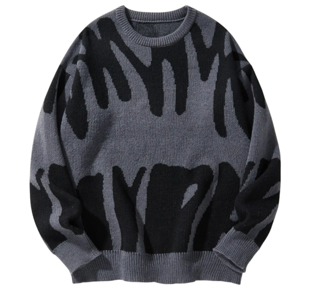 Herrtröja med oregelbundet mönster Lätt rundad hals Modern höst- och vinterstickad tröja Polyester Flera färger mörkgrå XS