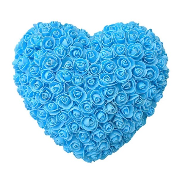 Herz aus künstlichen Rosen 18 cm Handgemachte Blumendekoration Romantisches Geschenk Valentinstag Jahrestag Luxuriöse Blumendekoration Elegante Innendekoration blau