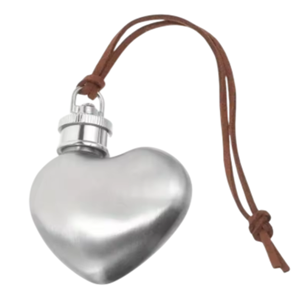 Herzförmige Flasche mit Aufhängeschlaufe 30 ml Edelstahl Silber Kleine Flasche für Whisky und Wein Für Camping und Wandern
