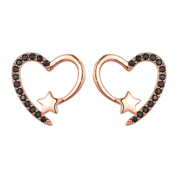 Herzohrringe für Damen mit Zirkonen altrosa 2