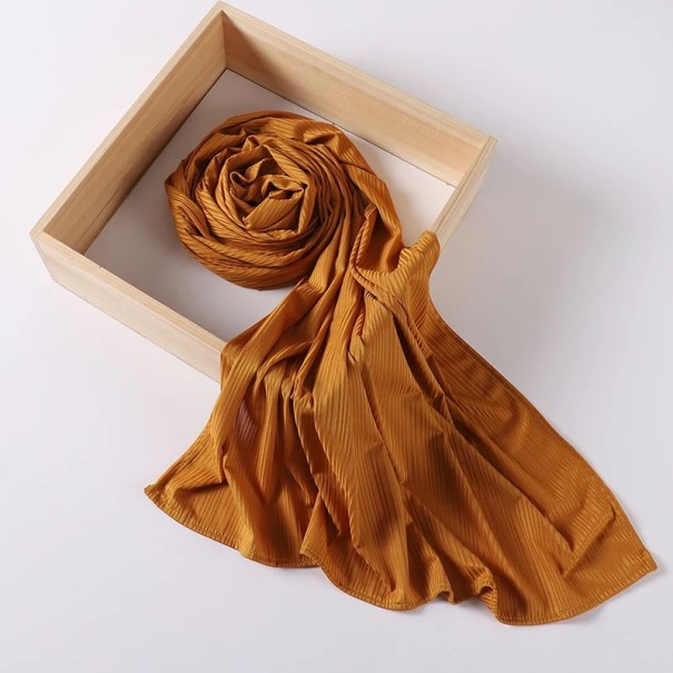Hidjab en crêpe musulman avec structure plissée 70x175 cm en polyester et spandex pour un usage quotidien orange