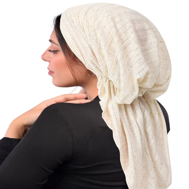 Hidžábová muslimská čepice obvod hlavy 58 cm Měkký turban na zahalenou hlavu Celoroční neformální čepice pro ženy a dívky krémová