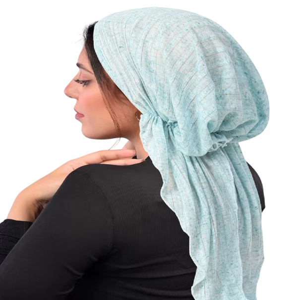 Hidžábová muslimská čepice obvod hlavy 58 cm Měkký turban na zahalenou hlavu Celoroční neformální čepice pro ženy a dívky světle modrá