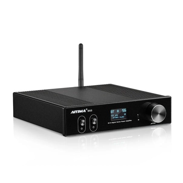 HiFi Bluetooth zesilovač 150W x2, stereo 2.1 s aptX HD, USB, optickým a koaxiálním vstupem, výstupem pro subwoofer, černý, pro domácí audio 1