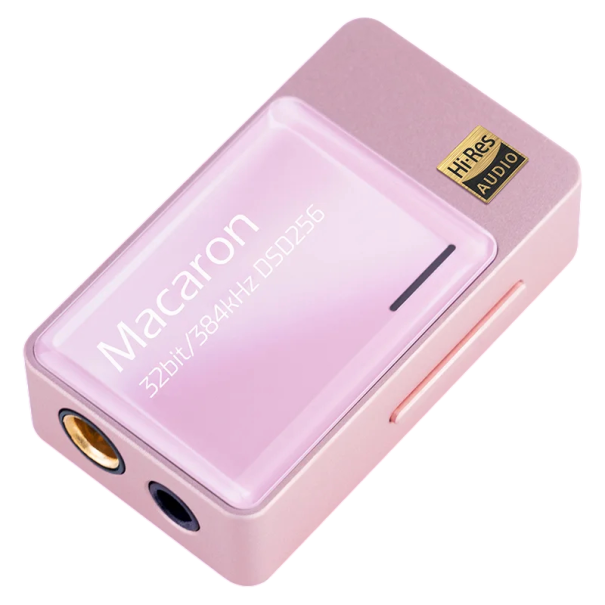 HiFi přenosný USB DAC a sluchátkový zesilovač výstupy 4,4 mm a 3,5 mm nativní DSD 32 bit a 384 kHz 41,7 x 24 x 12,3 mm na cesty růžová