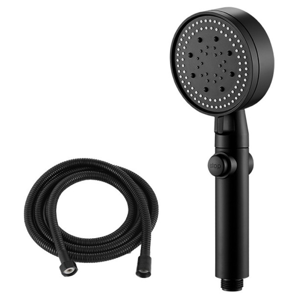 High-Pressure Shower Head with Hose black