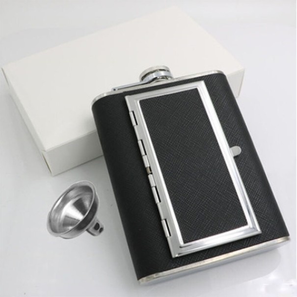 Hip Flask with Cigarette Case black L