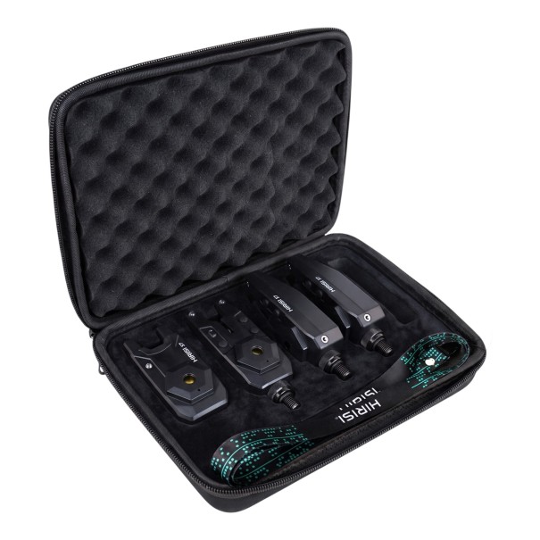 HIRISI S7-3 Bite Alarms with LED Light and Neck Receiver Set of 3 Alarms ABS Material Black For Carp Fishing and Night Fishing on the Bottom 1