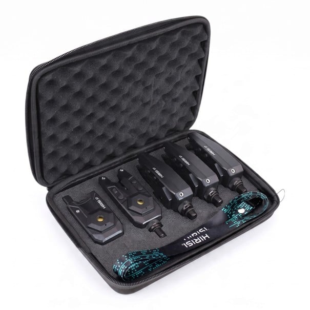HIRISI S7-4 Bite Alarms With Thread and Jack Socket 4 Pieces With Receiver in ABS Case Black For Rod Pod and Bank Sticks by the Water 1