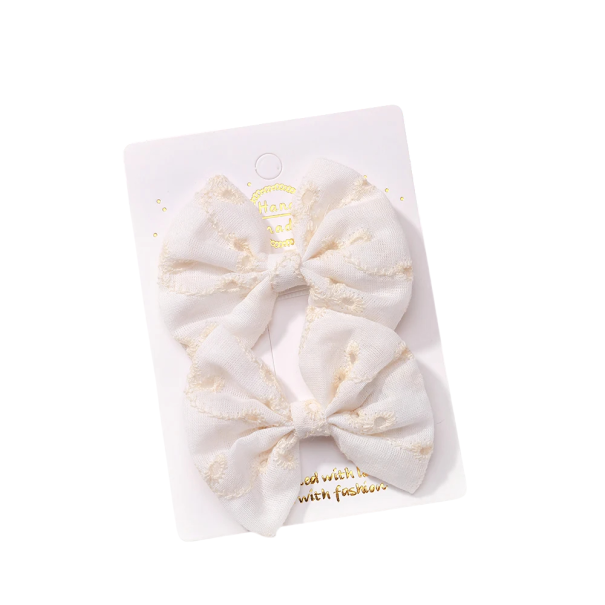 Hiusrusetit 2 kpl Kirjailtuja Kukkaklipsuja 6,4 x 3,8 cm Elegantit Hiusasusteet Kukkakuvioiset Hiuskoristeet Tyylikäs Kampaus beige