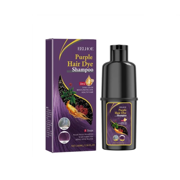Hiusten värjäyshampoo 100 ml glyserolilla, ginsengillä ja ganodermalla regenerointia ja ravitsemusta varten violetti