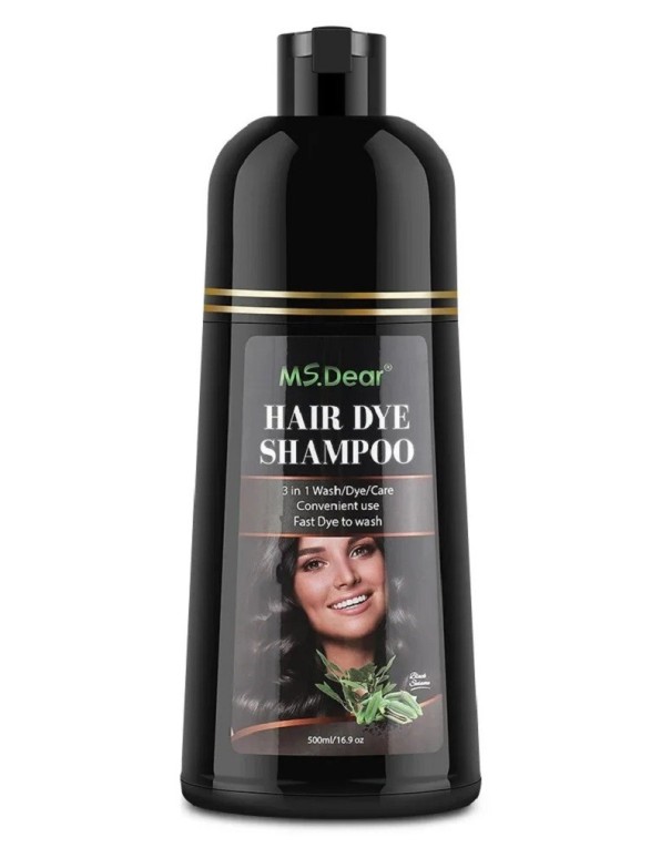 Hiusten värjäysshampoo Luonnollinen hiusväri harmaiden peittämiseen Kestovärishampoo 500 ml musta