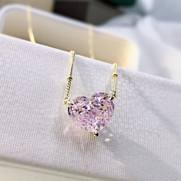 Hjärthalsband för kvinnor D844 rosa