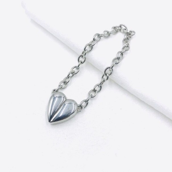 Hjärtkedjearmband för kvinnor silver