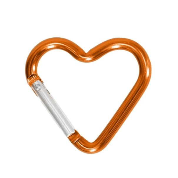 Hjerteformet klatrekarabinhage 4,4 x 4,1 cm aluminiumskarabinhage orange