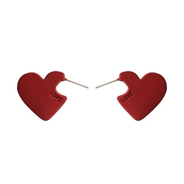 Hjerteøreringe med vedhæng til kvinder G766 rød