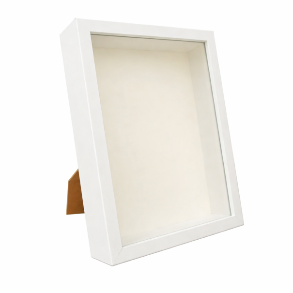 Hluboký dřevěný fotorámeček 15 x 20 cm Se sklem 3 cm vnitřní hloubka Stolní rámeček pro fotografie a 3D dekorace bílá