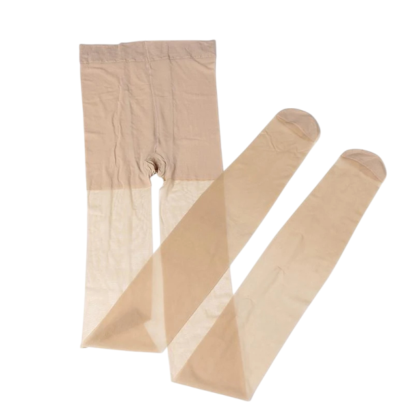 Hochelastische Strumpfhose, transparent, ultradünn, gerippter Taillen-Schlankheitseffekt, dehnbare, bequeme Strumpfhose beige