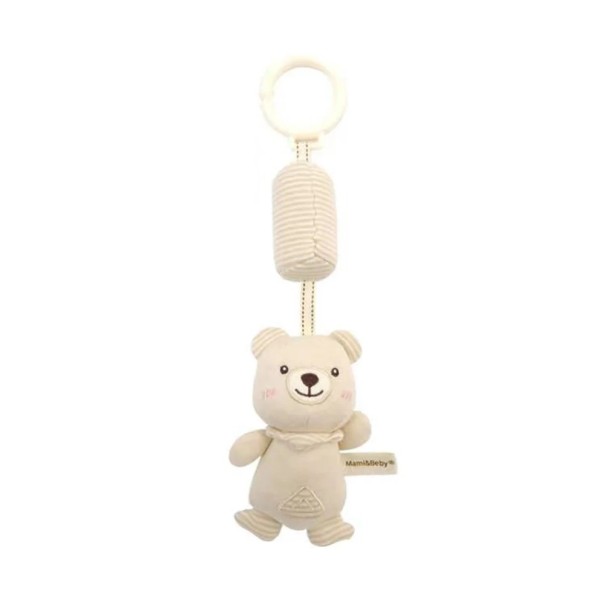 Hochets suspendu pour bébés 33 x 10 cm Ours avec attache pour suspendre Jouet en peluche doux pour poussette et lit de bébé Bruit doux pour le développement des sens 1