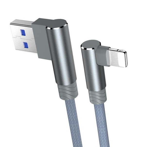 Hoekige datakabel voor Apple Lightning naar USB grijs 2 m
