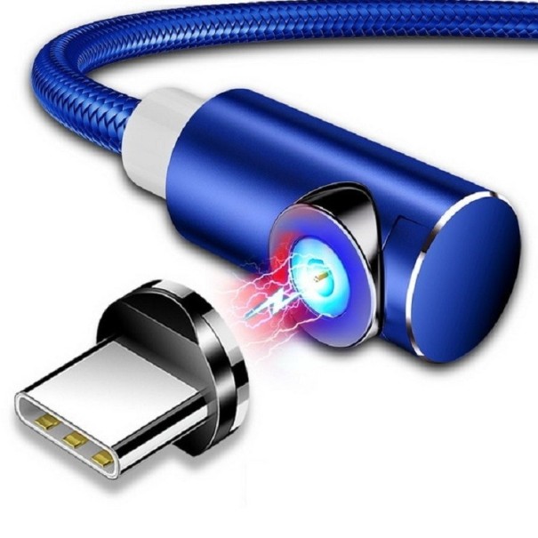 Hoekige magnetische USB-kabel donkerblauw 1 m 2