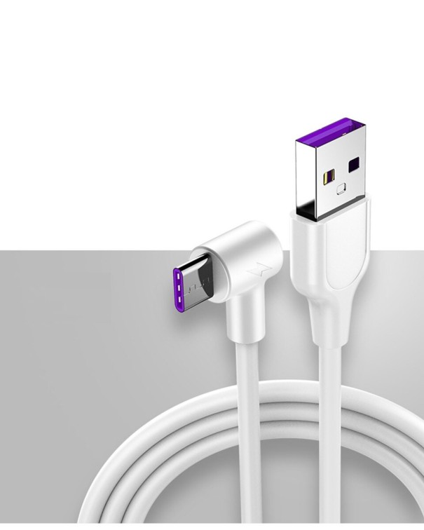 Hoekige USB naar USB-C datakabel wit 1 m