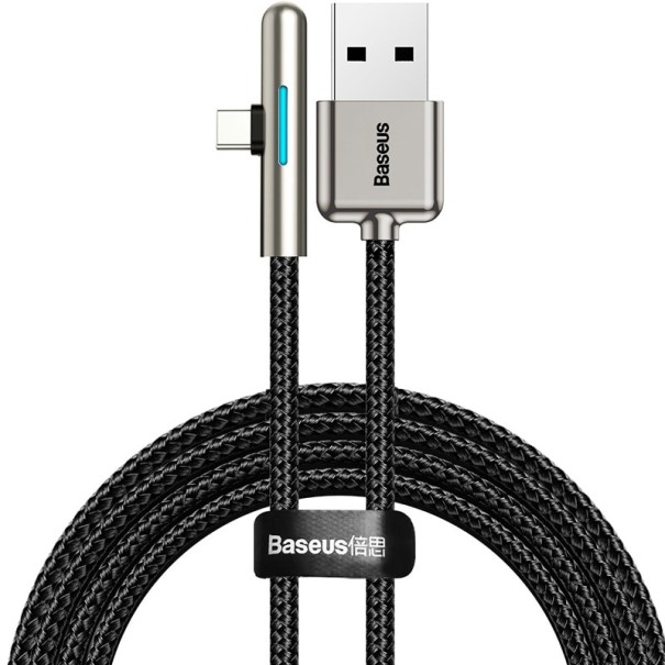 Hoekige USB/USB-C datakabel 40 W rood 1 m