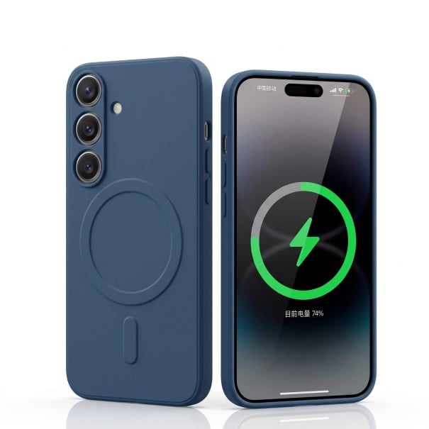 Hoesje voor Samsung Galaxy S24 S met ondersteuning voor draadloos opladen Beschermhoes van thermoplastisch polyurethaan TPU Telefoonhoes blauw