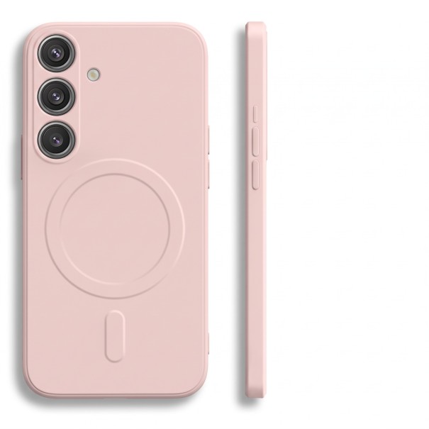 Hoesje voor Samsung Galaxy S24 S met ondersteuning voor draadloos opladen Beschermhoes van thermoplastisch polyurethaan TPU Telefoonhoes met magnetische ring roze