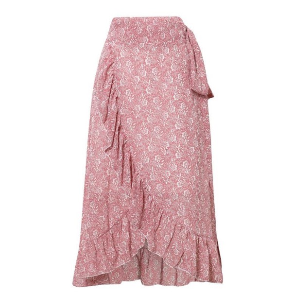 Hög midja omlottkjol för kvinnor rosa S