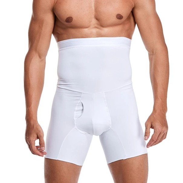 Hoge taille compressie boxers voor heren Afslankend ondergoed voor mannen Buik- en taillecontrole boxers Naadloze shapewear voor een slank silhouet wit S