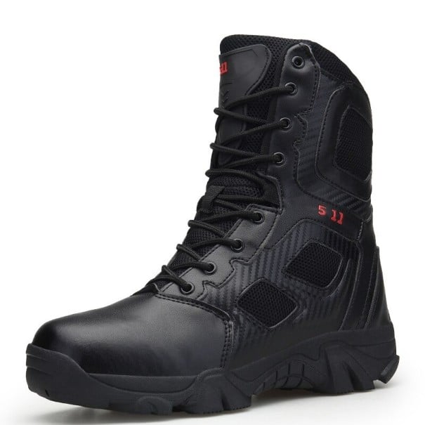 Hohe Winterstiefel für Herren aus Leder A1578 schwarz 39