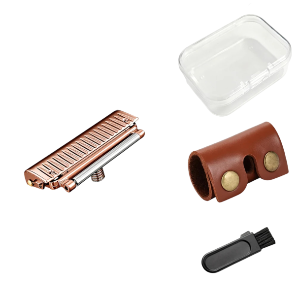 Holicí hlavice 4,7 x 1,9 cm Závit M5 0,4 cm Roller Dvojitá polovičná čepeľ Univerzálna náhradná hlavica s koženým puzdrom ružová