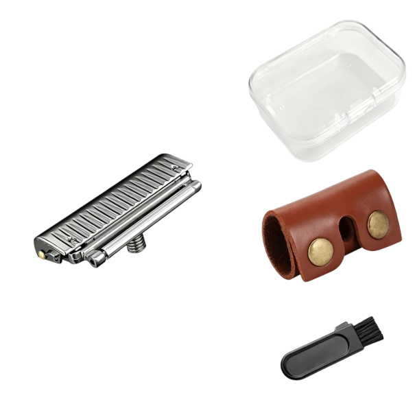 Holicí hlavice 4,7 x 1,9 cm Závit M5 0,4 cm Roller Dvojitá polovičná čepeľ Univerzálna náhradná hlavica s koženým puzdrom sivá