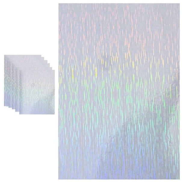 Holografické samolepiace vinylové fólie A4 29,7 × 21 cm vodoodolné trblietavé archy s duhovým čiarovým vzorom 10 ks dekorácie 1