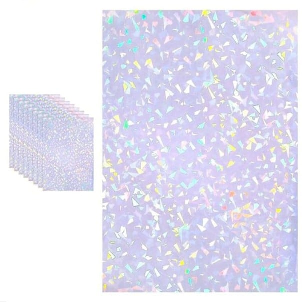 Holografické samolepiace vinylové fólie A4 29,7 × 21 cm vodoodolné trblietavé archy s efektom mozaiky 10 ks pre dekoráciu 1