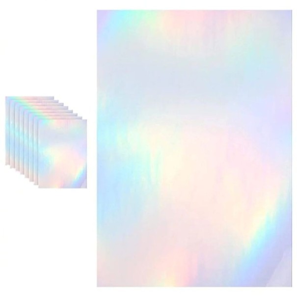 Holographic Self-Adhesive Vinyl Sheets A4 29.7 × 21 cm Waterproof Glitter Sheets with Rainbow Effect 10 pcs for Decoration 1