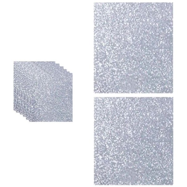 Holographic Self-Adhesive Vinyl Sheets A4 29.7 × 21 cm Waterproof Glitter Sheets with Silver Glitter Effect Pack of 10 Decorations 1