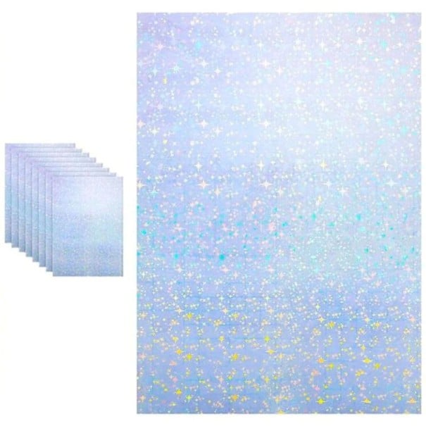 Holographic Self-Adhesive Vinyl Sheets A4 29.7 × 21 cm Waterproof Glitter Sheets with Star Pattern 10 Pack for Decoration 1