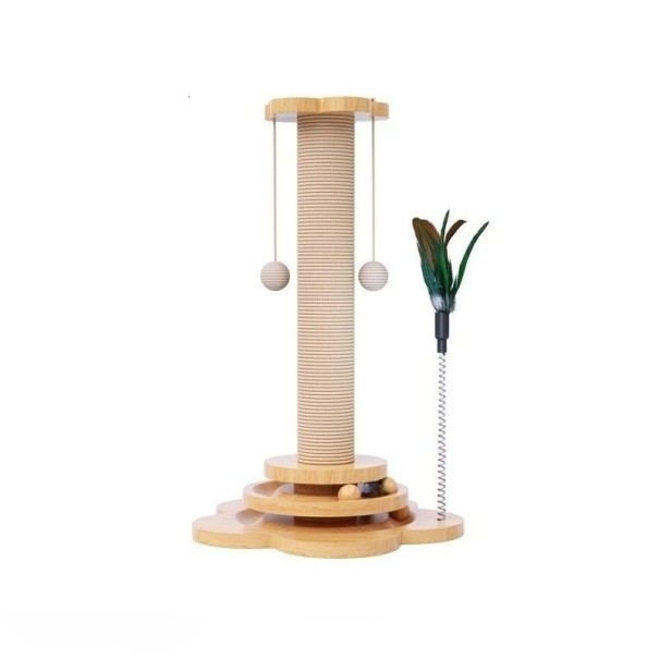 Holzspielzeug für Katzen 46x29 cm Drehplatte mit Stäben Sisal Kratzbaum Massiver Stamm Spielzeug für Katzen Interaktive Katzenhilfe 1