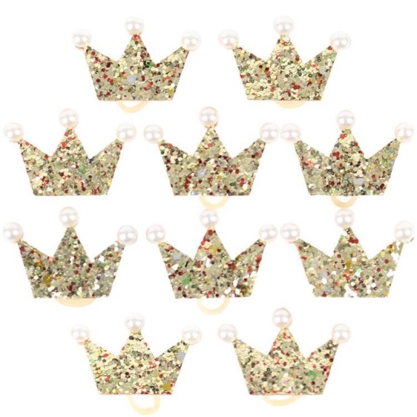 Honden scrunchies met kroon goud 10 st.