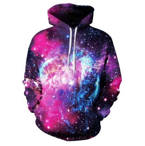 Hoodie feminino com capuz e impressão 3D de galáxia Motivo cósmico em rosa e roxo com estrelas Manga longa Poliéster elástico com spandex 3XL
