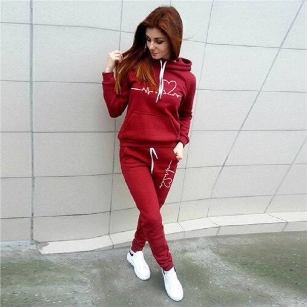 Hoodie und Jogginghose für Damen rot L
